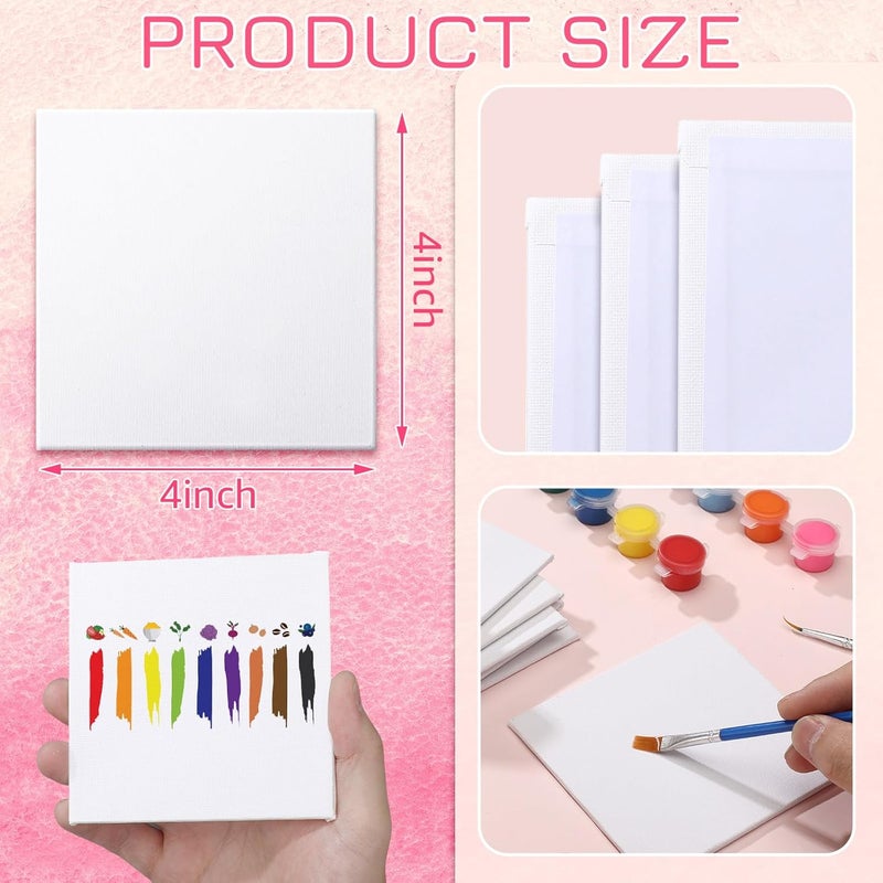 Moinchore 100 Pcs Mini Painting Canvas Panels Art Painting Canvases Panels Cotton Blank White Small Canvas Acid Free Boards for Watercolor Acrylic Oil Paint(4 x 4 Inch) - Image 2